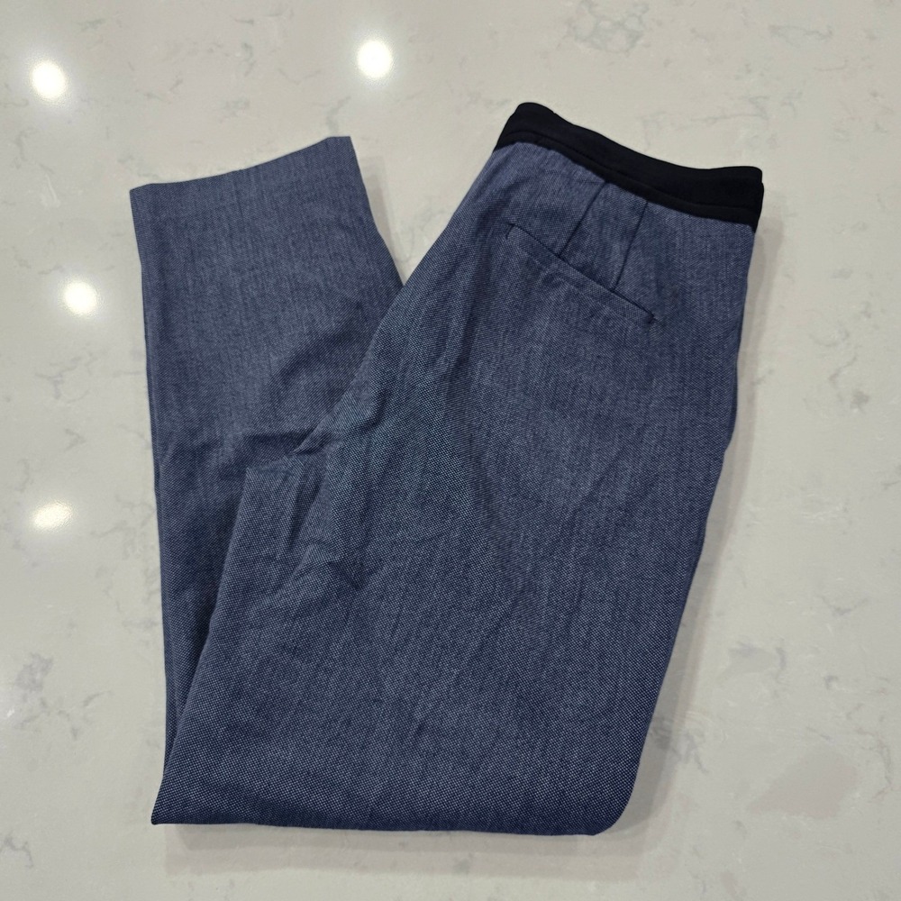 Zara Men XL Blue Micro Pattern Tapered Dress Pants Elastic Waist Business Casual